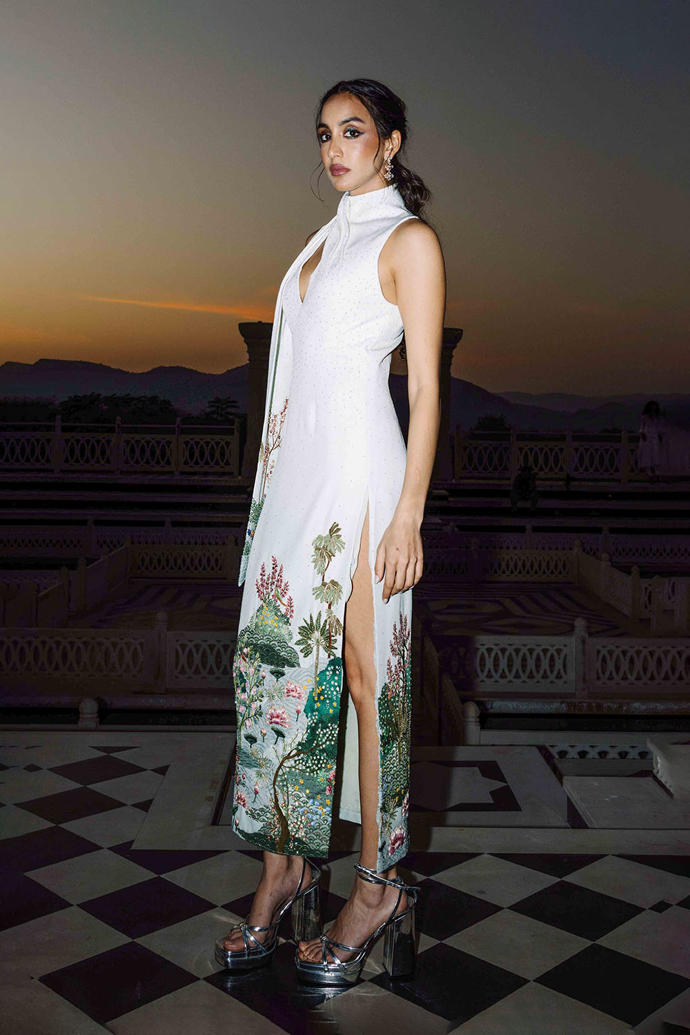 Pichwai Draped Iris Crepe Kurta