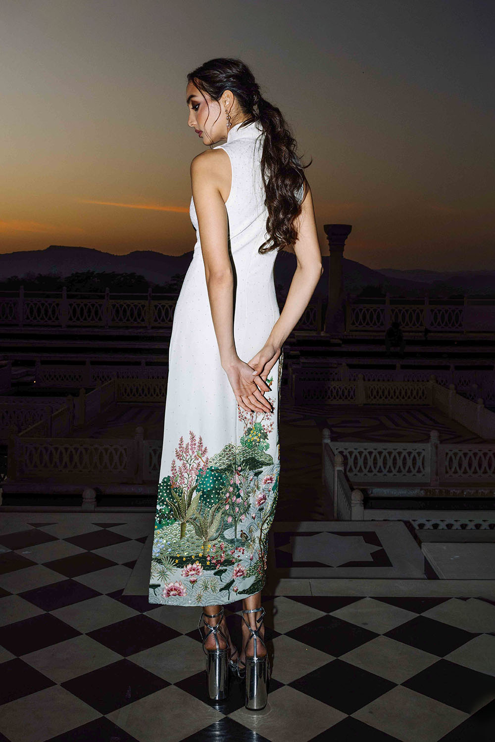 Pichwai Draped Iris Crepe Kurta