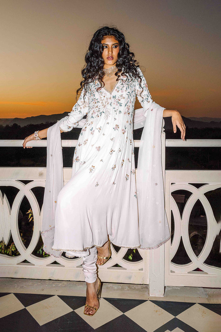 Chikankari Hand Embroidered Kalidar Kurta Set