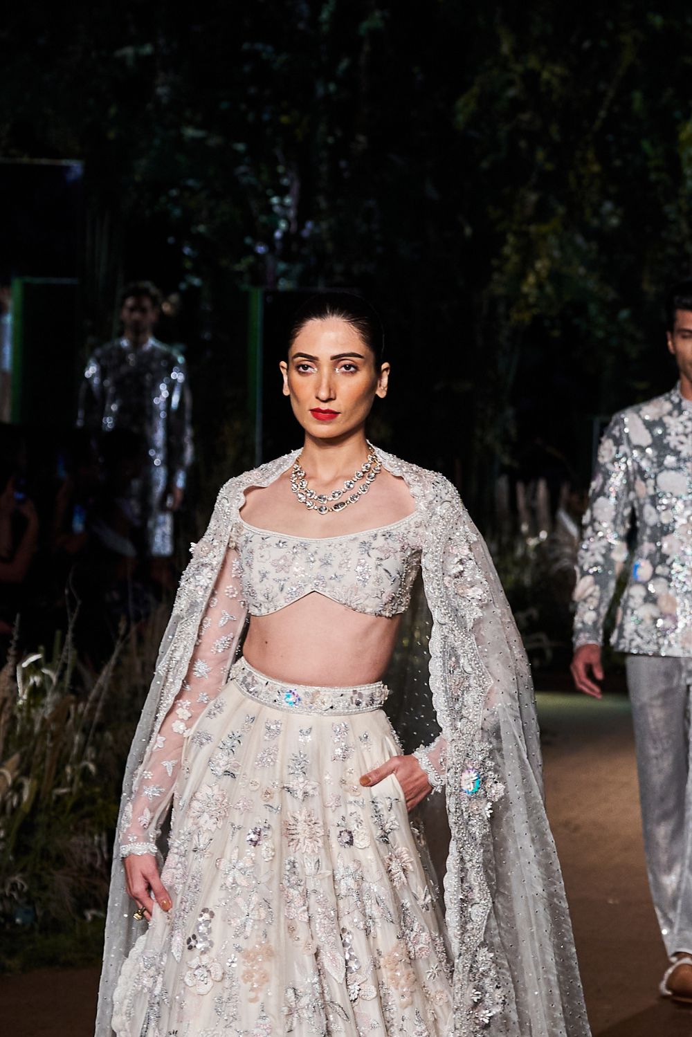Himadri Silk Organza Lehenga Set with Blouse and Dupatta in Ivory