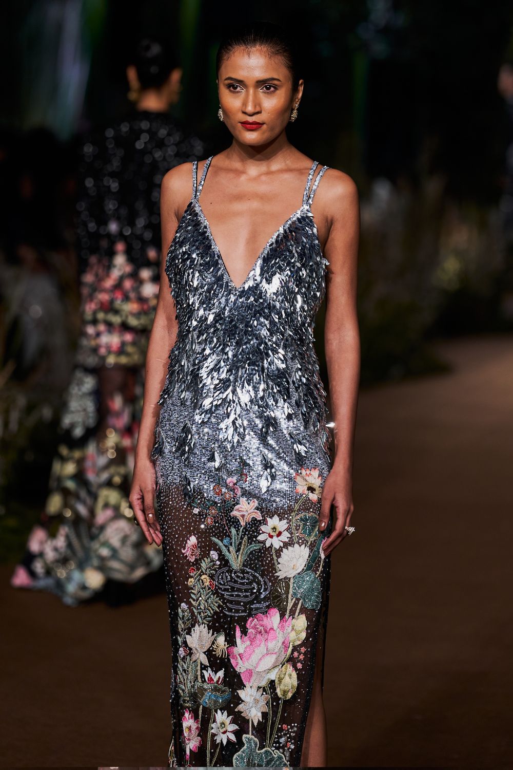 Padma Hand-Embroidered Dress in Black and Multi