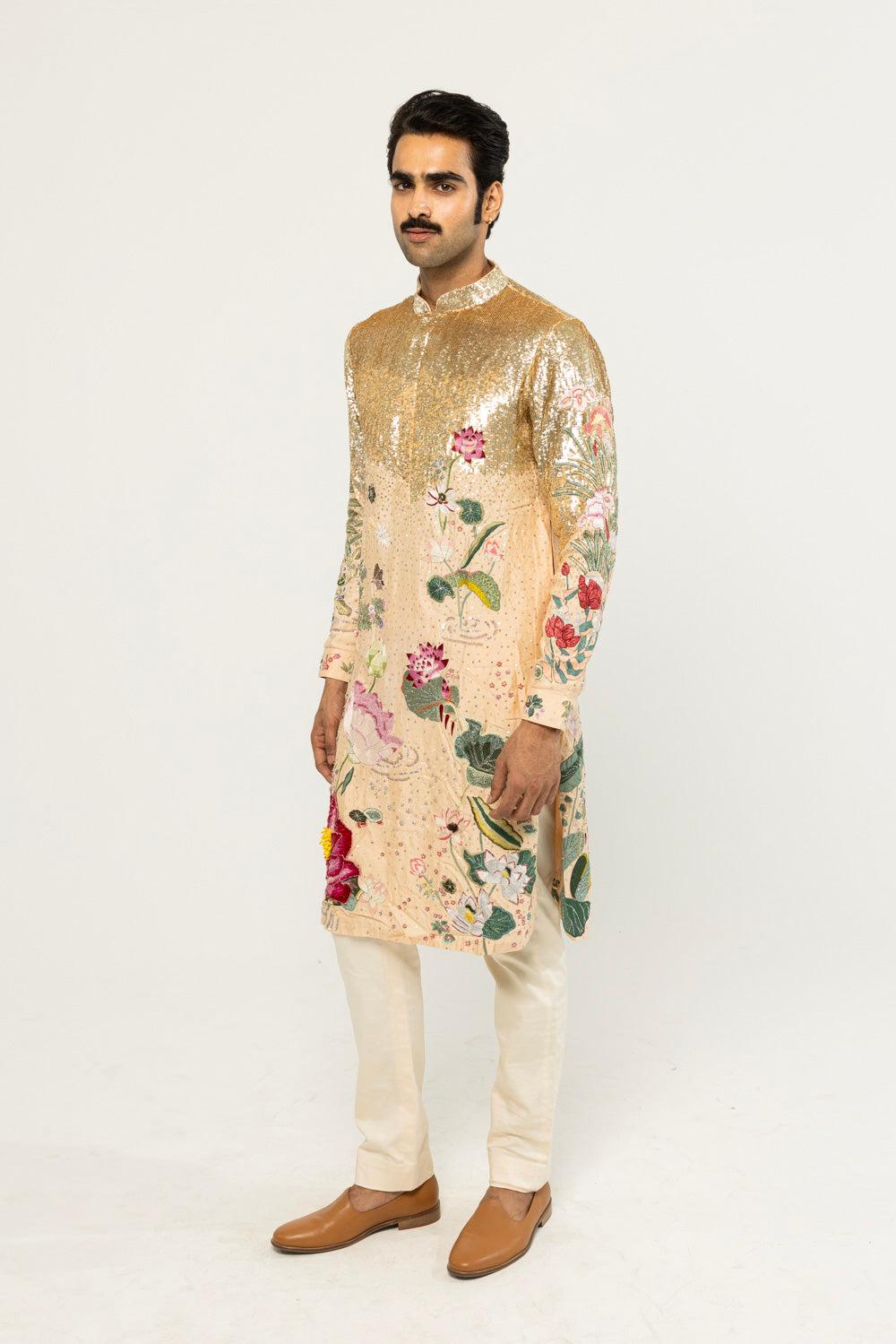 Padma Hand-Embroidered Kurta in Nude