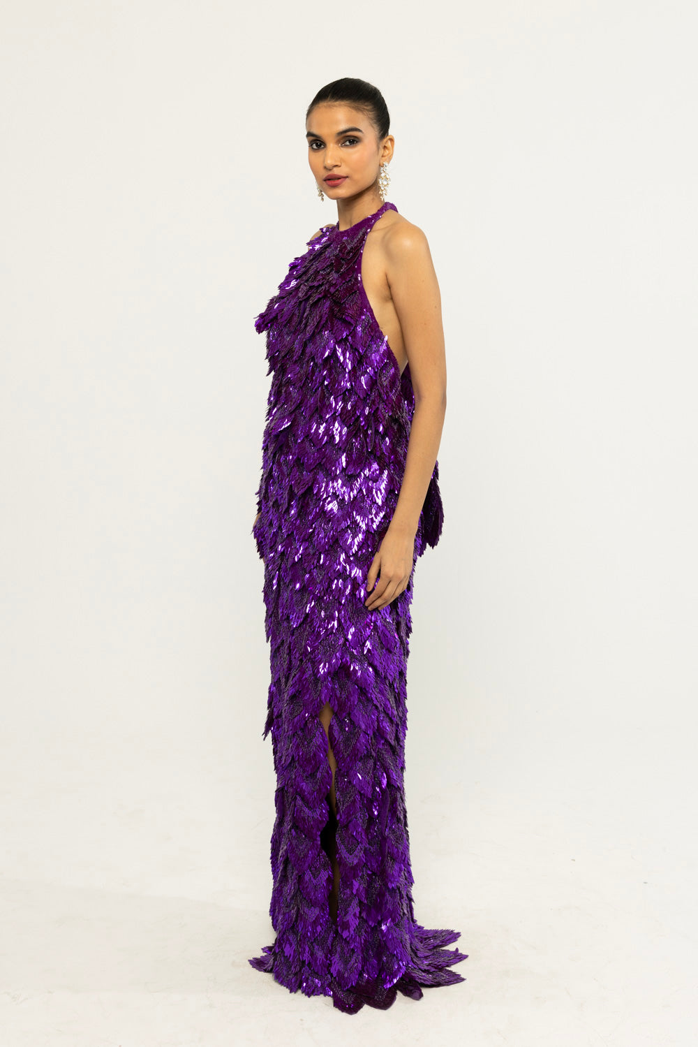 Iris Hand-Embroidered Gown in Purple