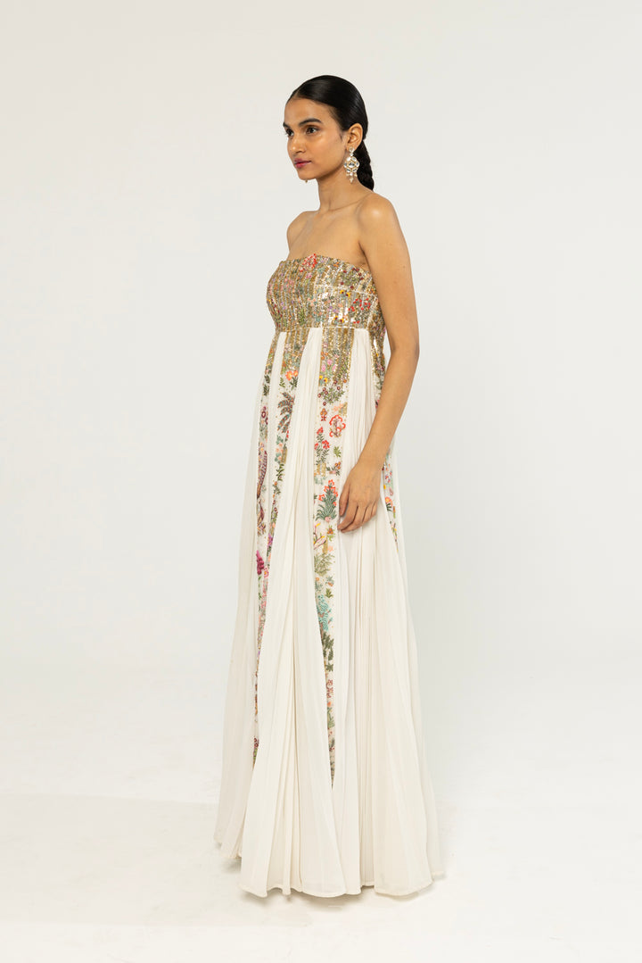 Navbhumi Hand-Embroidered Dress in Ivory