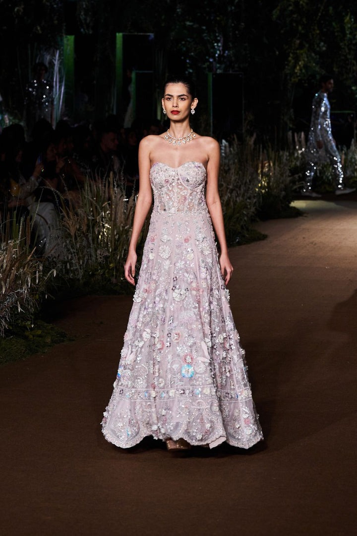 Himadri Silk Organza Gown in Lilac