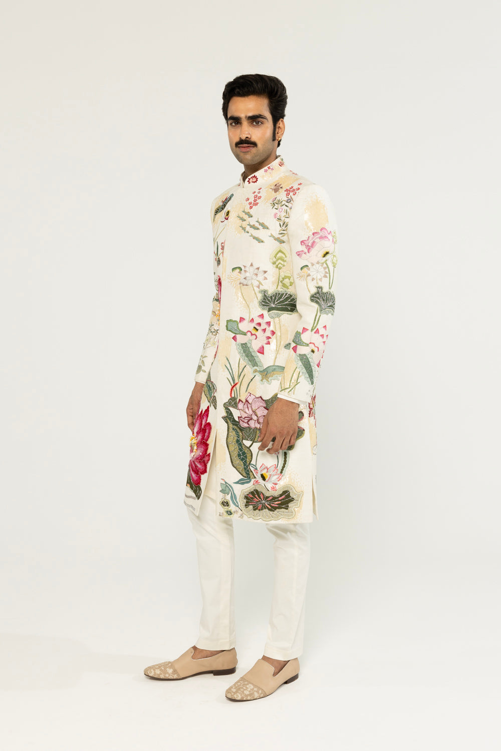 Padma Hand-Embroidered Sherwani in Ivory