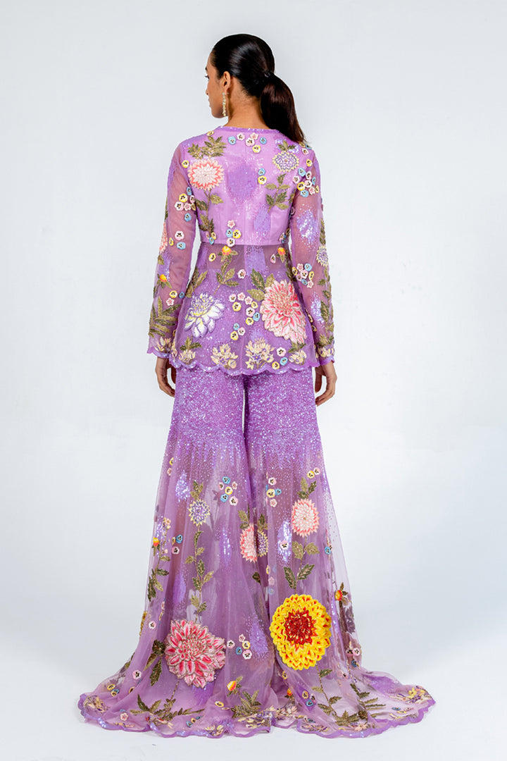 Embroidered Kedia Top &amp; Pants Set