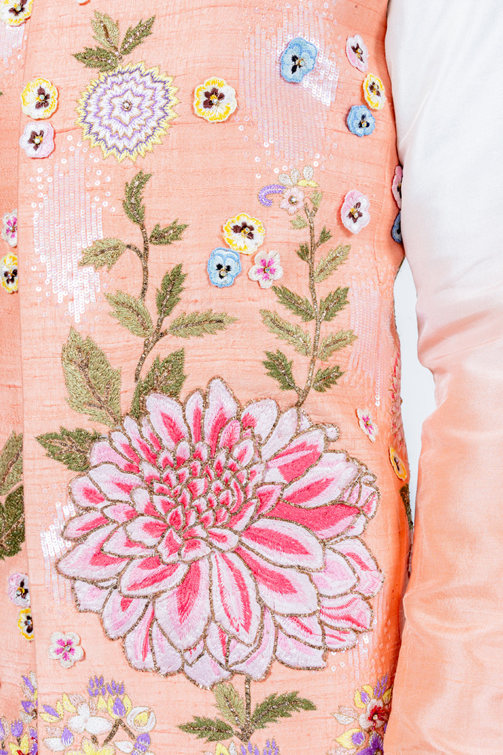 Dahlia Silk Organza Bandi in Peach