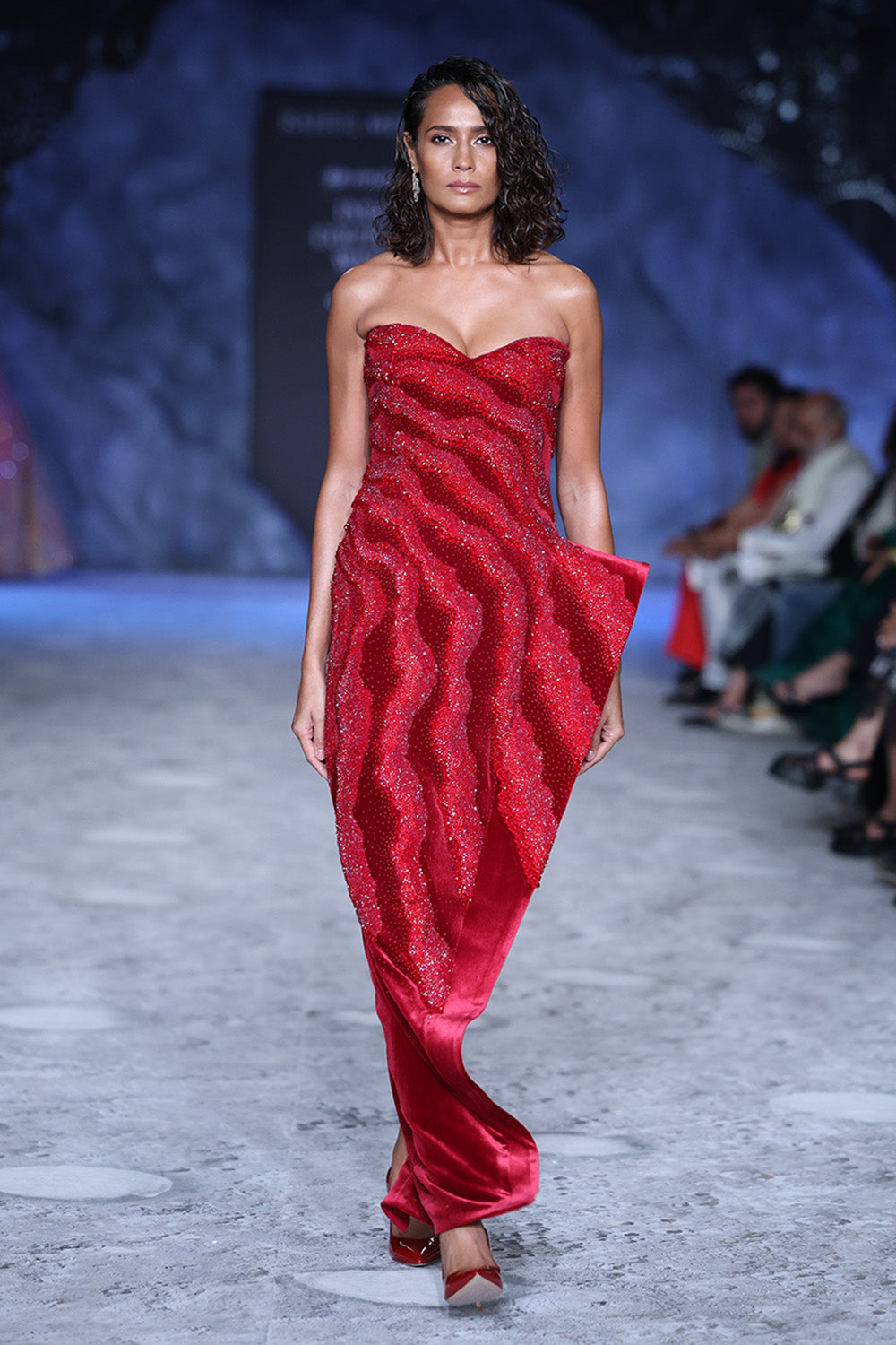 Rosalia Hand-Embroidered Dress in Red