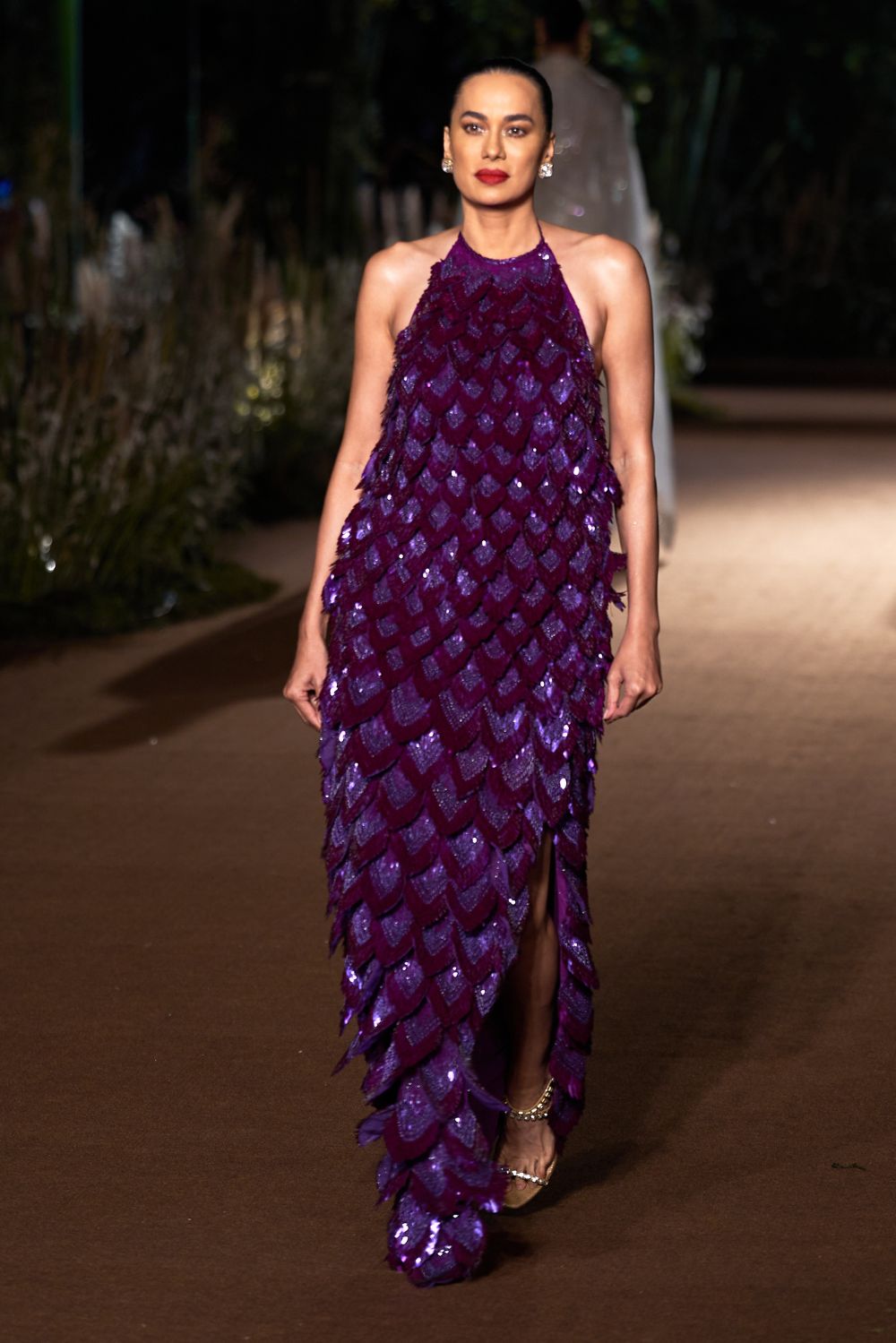 Iris Hand-Embroidered Gown in Purple