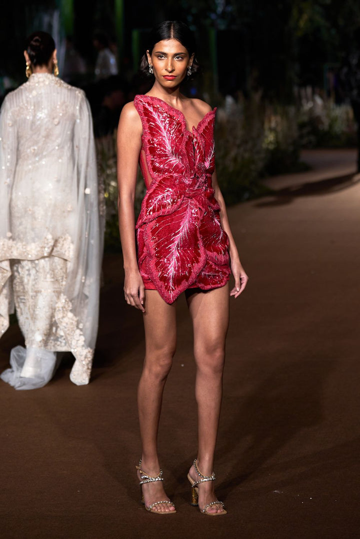 Iris Silk Organza Dress in Ruby