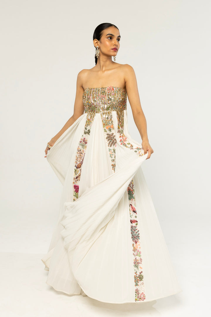 Navbhumi Hand-Embroidered Dress in Ivory