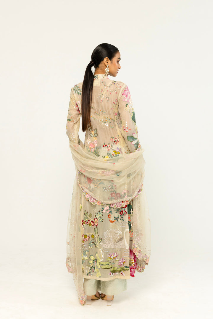Padma Hand-Embroidered Kurta Set in Pale Yellow