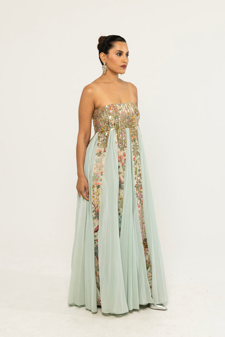 Navbhumi Hand-Embroidered Dress in Mint