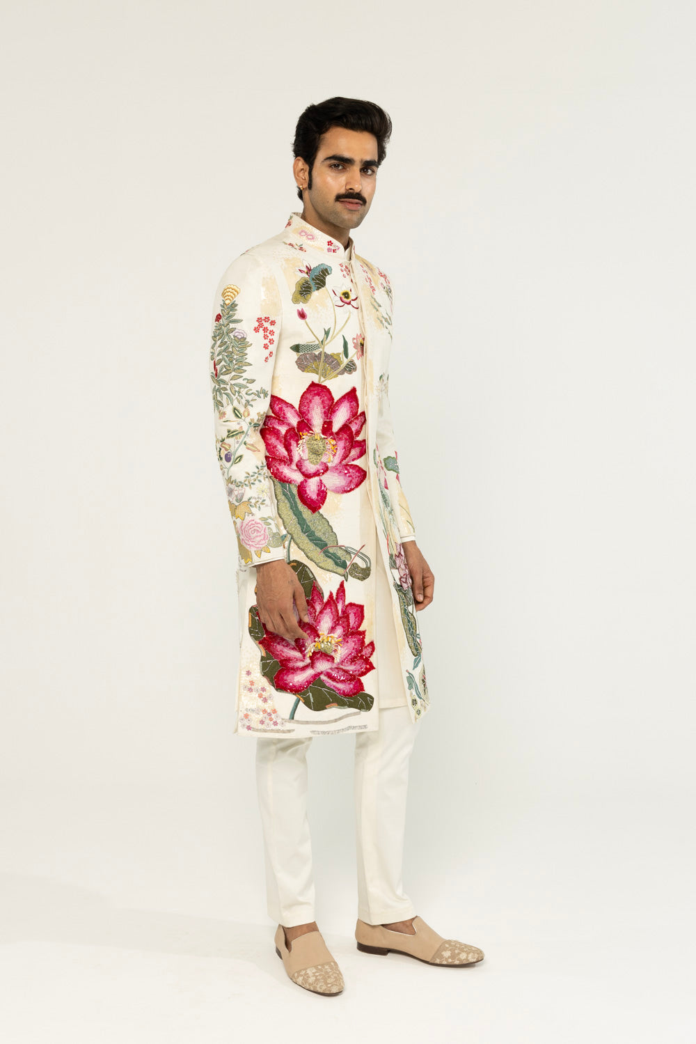 Padma Hand-Embroidered Sherwani in Ivory