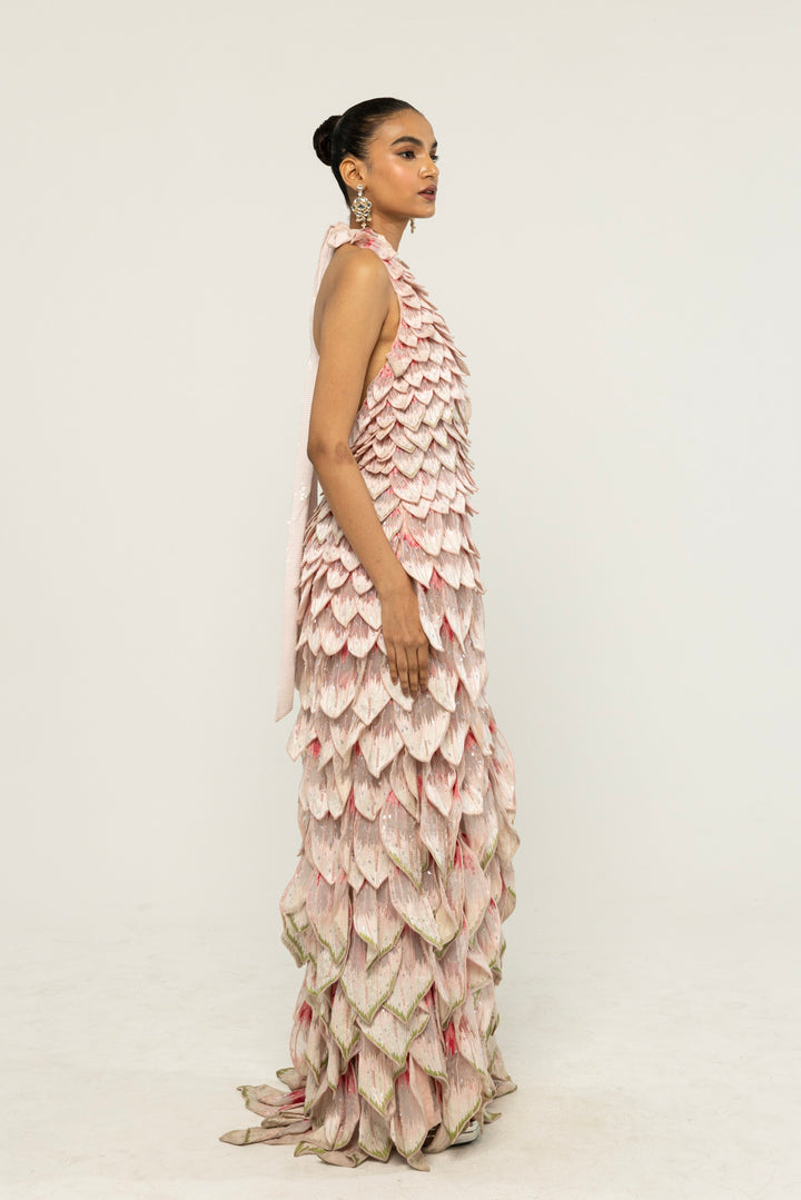 Medinilla Hand-Embroidered Gown in Pink