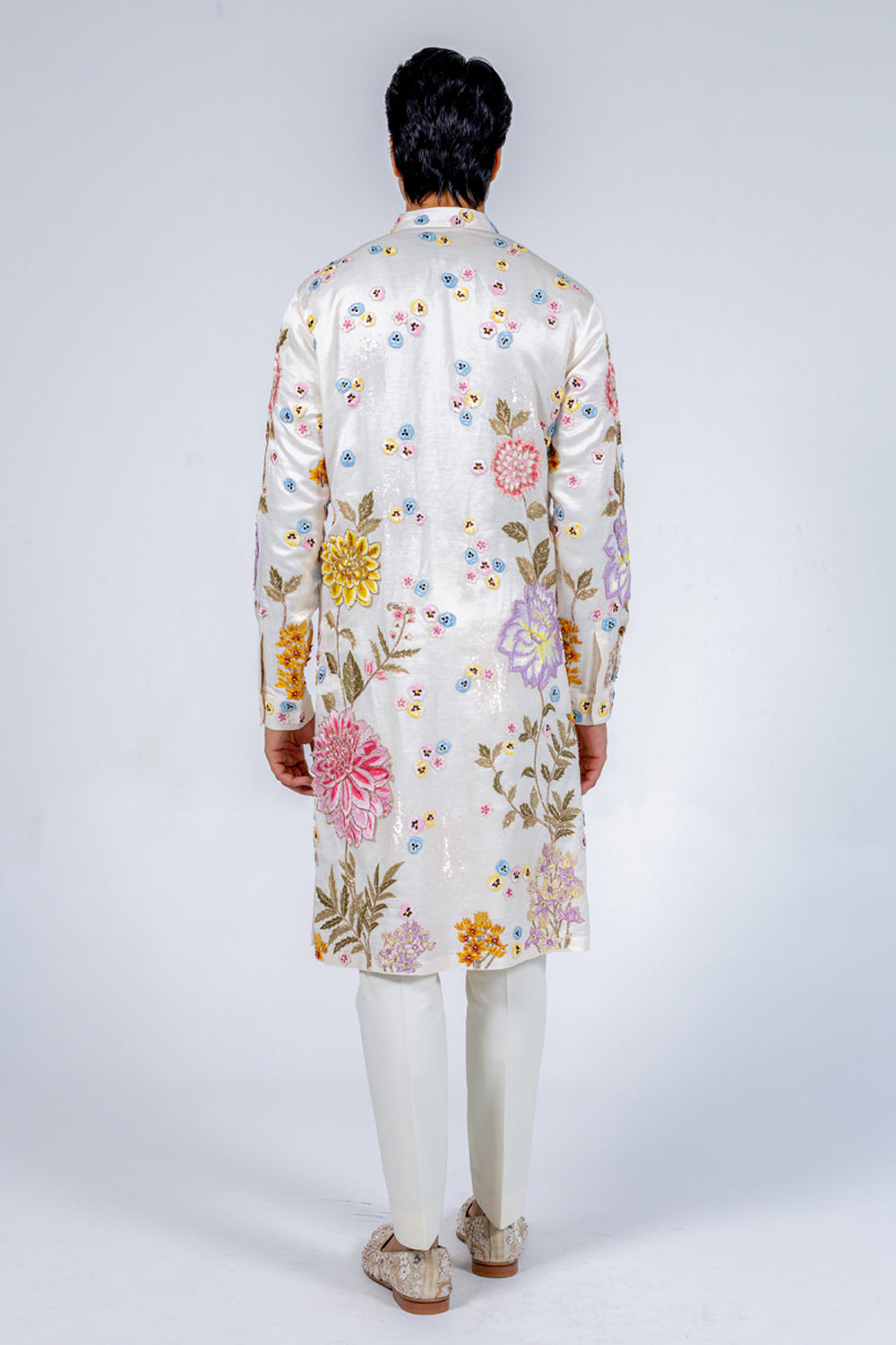 Dahlia Hand-Embroidered Sherwani in Ivory