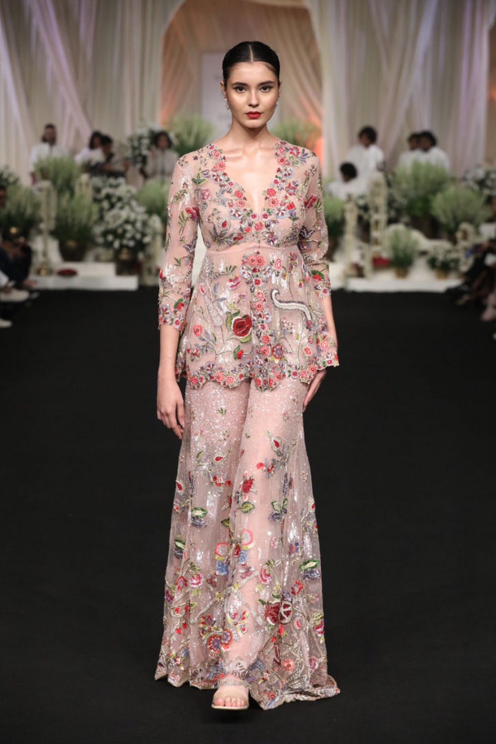 Anar Bel Hand-Embroidered Kurta with Hand-Embroidered Sharara in Pink