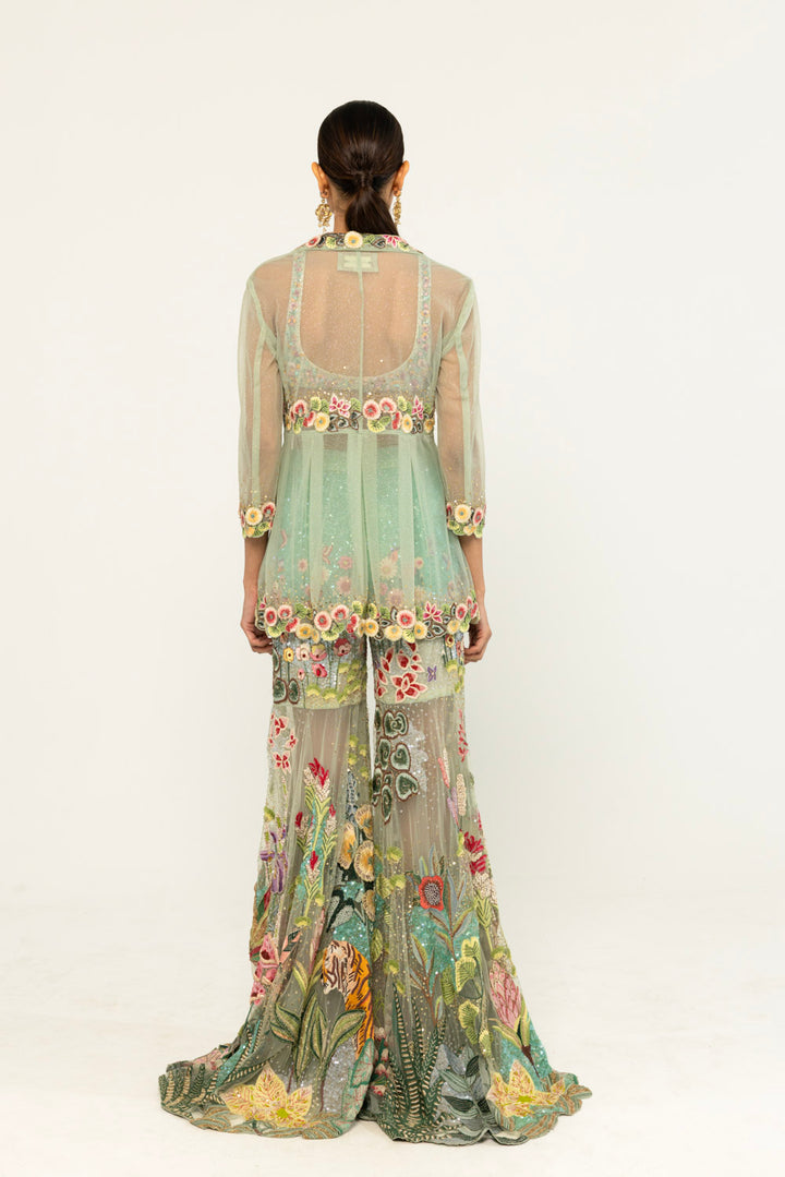 Verdure Hand-Embroidered Co-ord Set in Mint