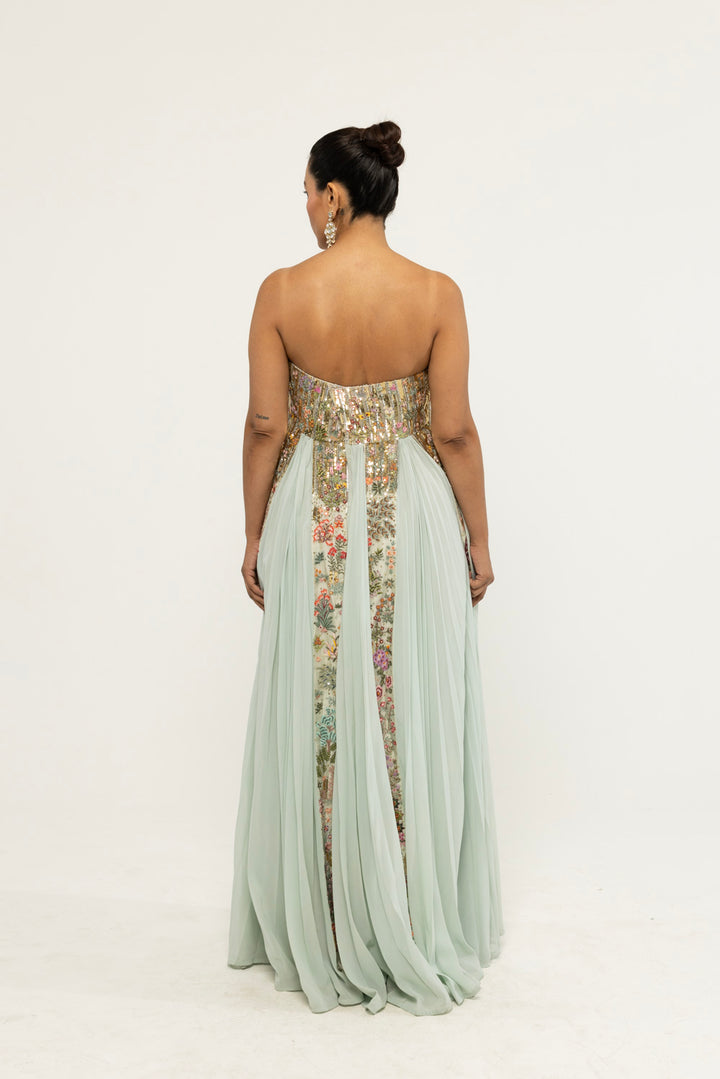 Navbhumi Hand-Embroidered Dress in Mint