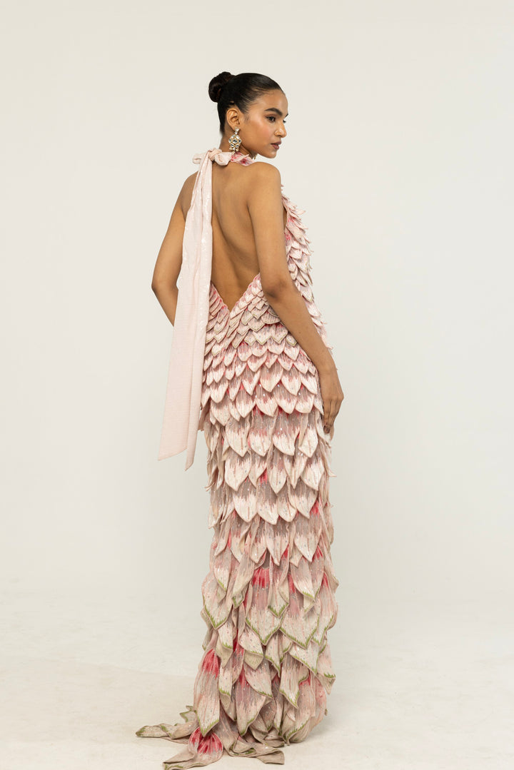 Medinilla Hand-Embroidered Gown in Pink