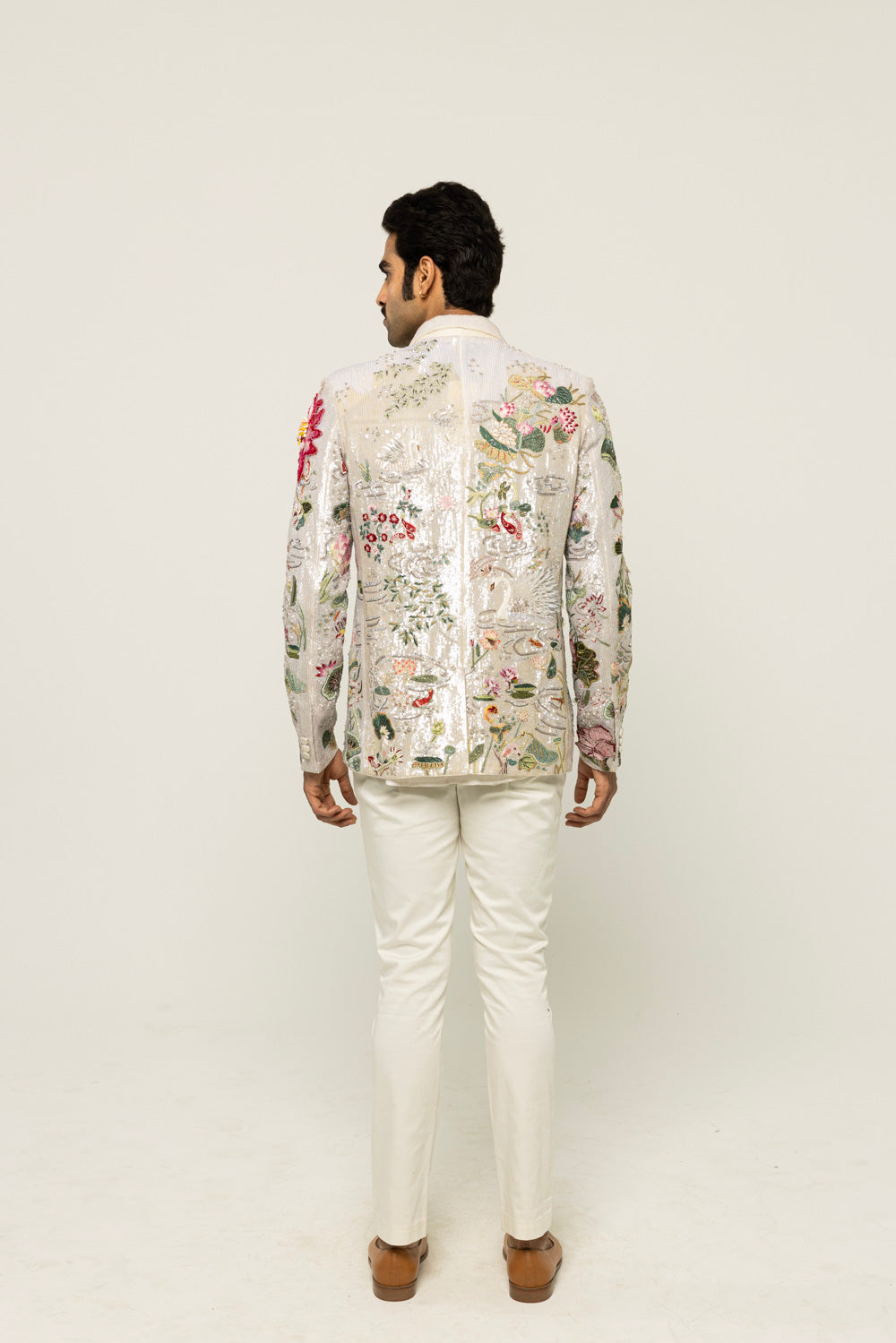 Sundarbans Hand-Embroidered Jacket in Ivory