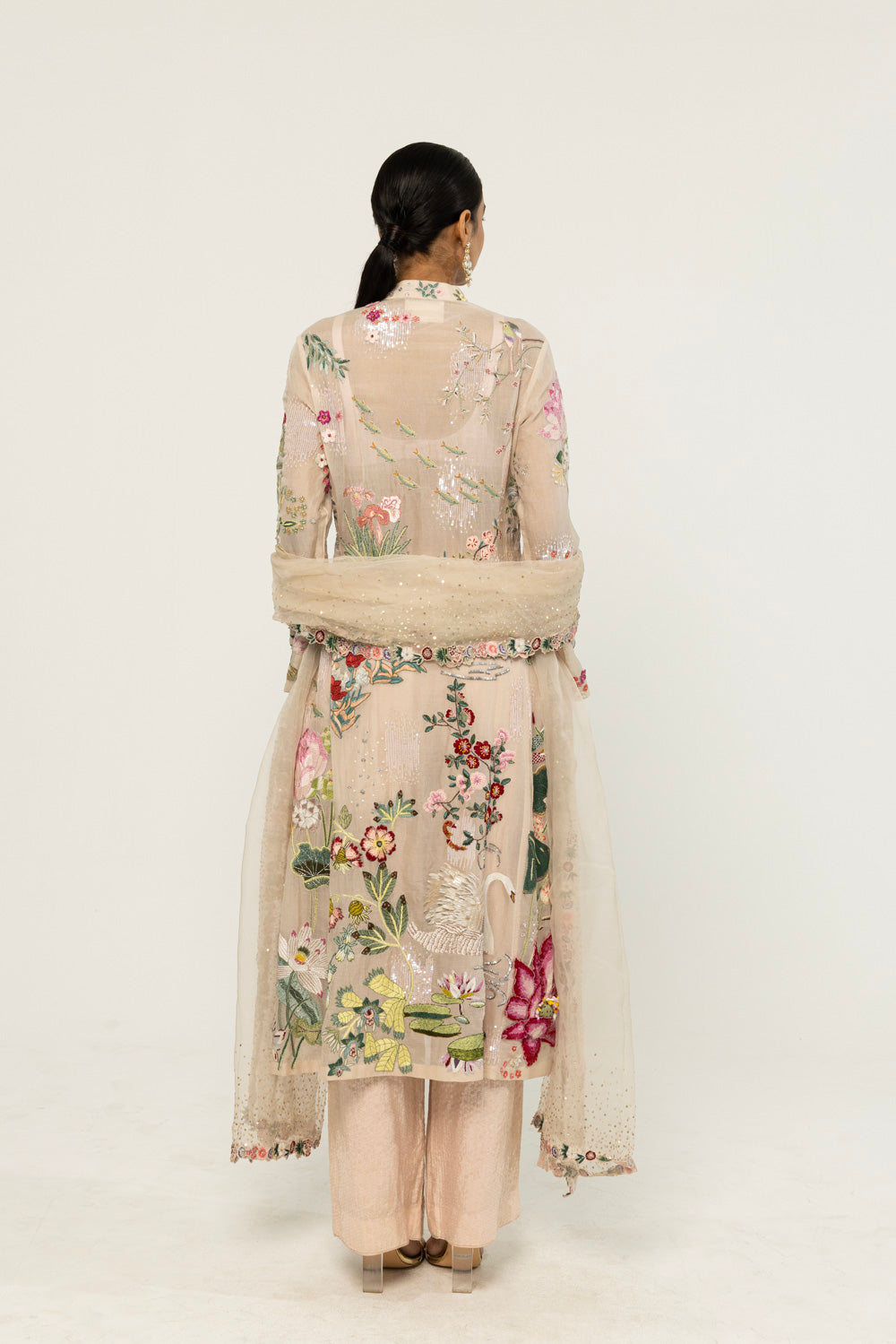 Padma Hand-Embroidered Kurta Set in Pale Pink