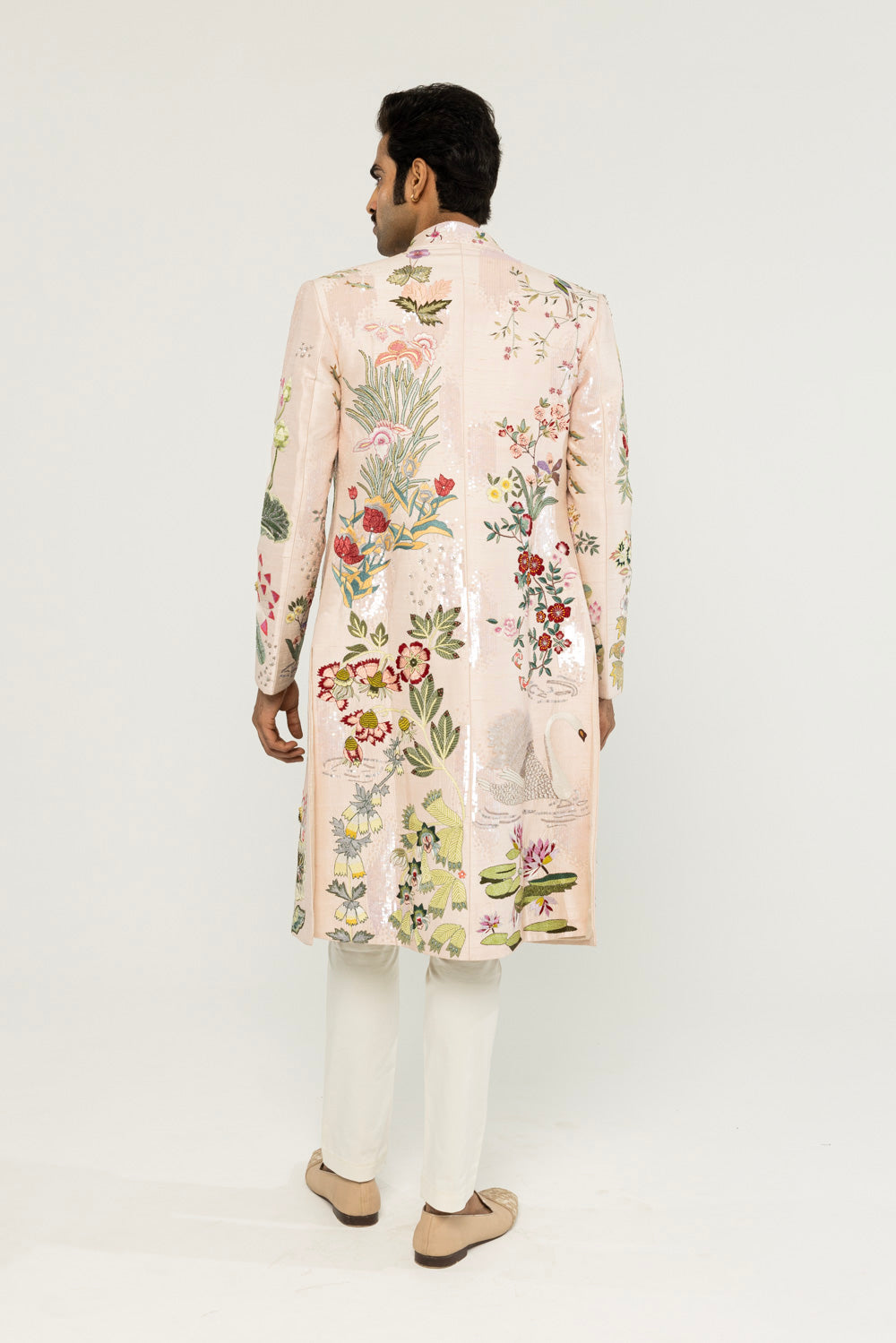 Padma Hand-Embroidered Sherwani in Pale Pink