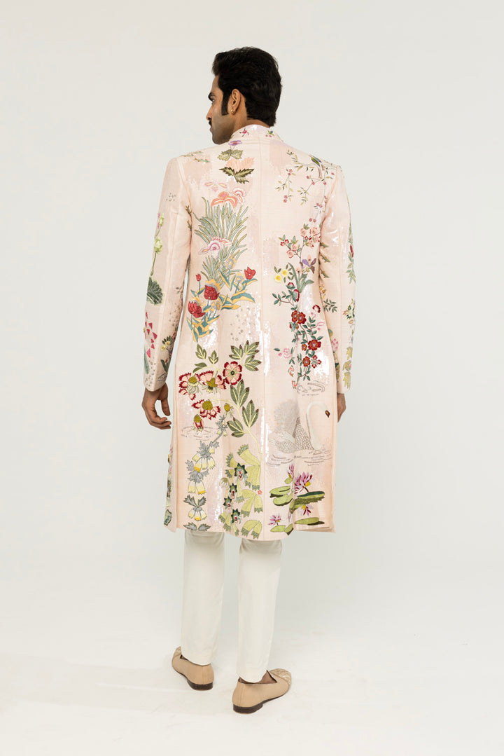 Padma Hand-Embroidered Sherwani in Pale Pink
