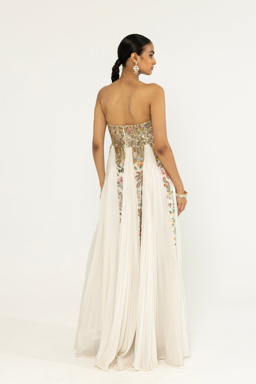 Navbhumi Hand-Embroidered Dress in Ivory