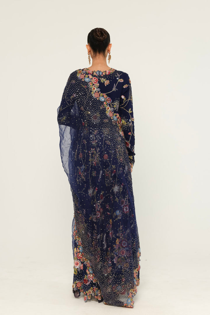 Anar Bel Hand-Embroidered Kurta Set in Navy