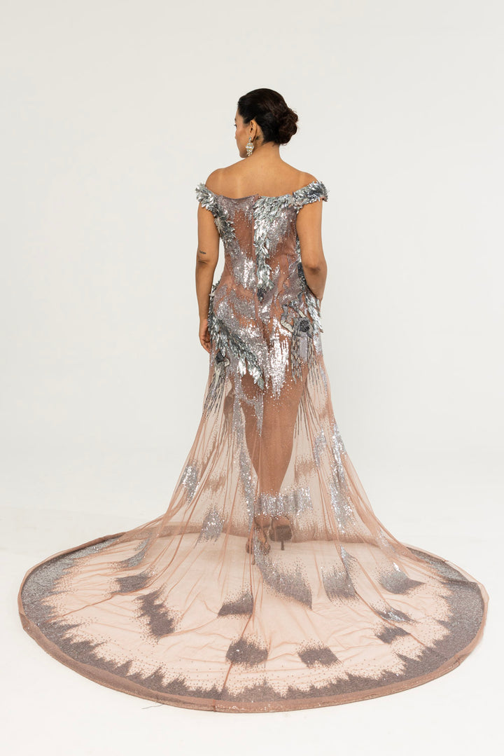 Iris Hand-Embroidered Dress in Lavender