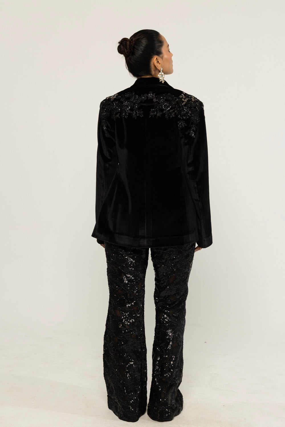 Anar Bel Hand-Embroidered Jacket in Black