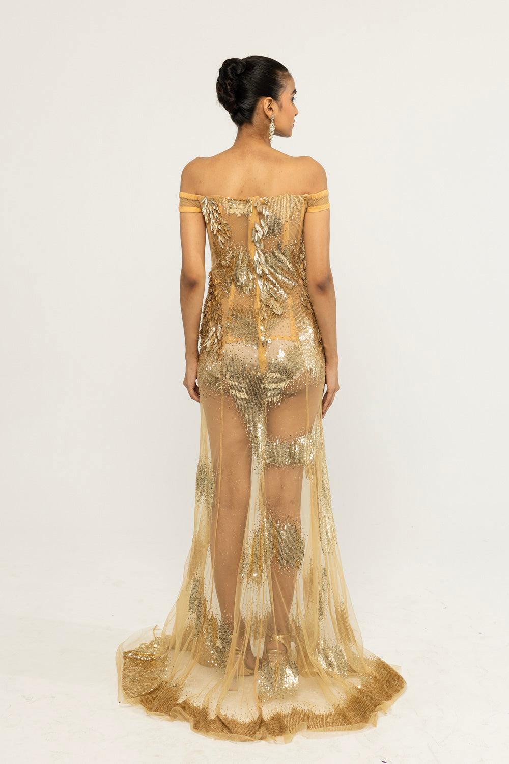 Iris Hand-Embroidered Dress in Nude