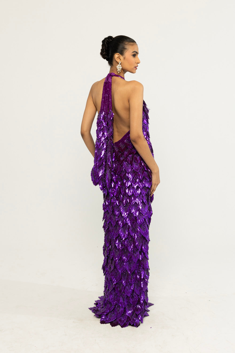 Iris Hand-Embroidered Gown in Purple