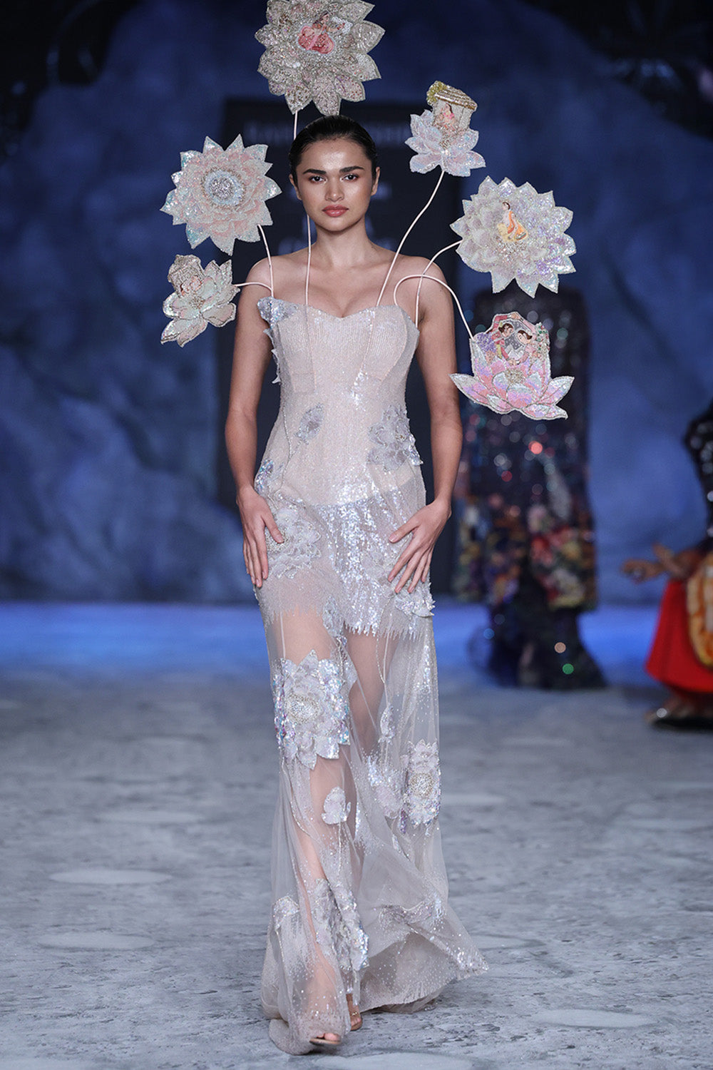 Raas Hand-Embroidered Gown in Lily Pink