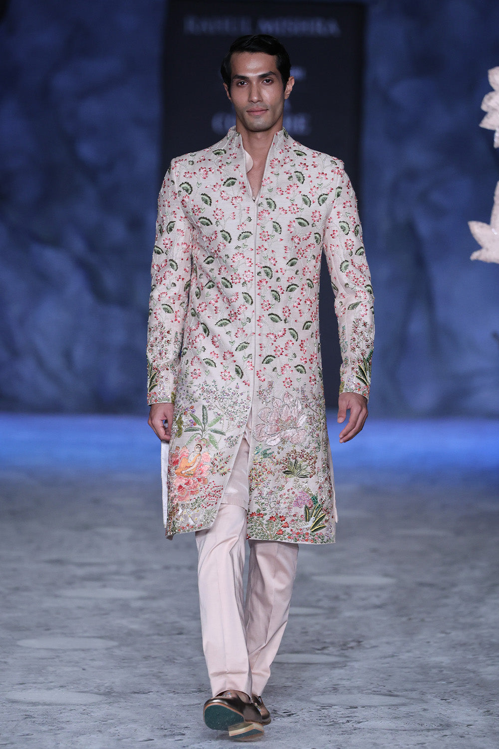 Raas Tonal Hand-Embroidered Sherwani in Lily Pink