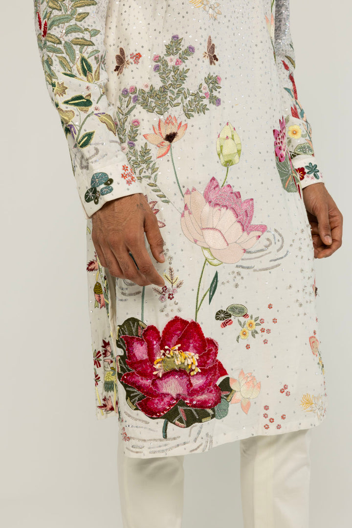 Padma Hand-Embroidered Kurta in Ivory