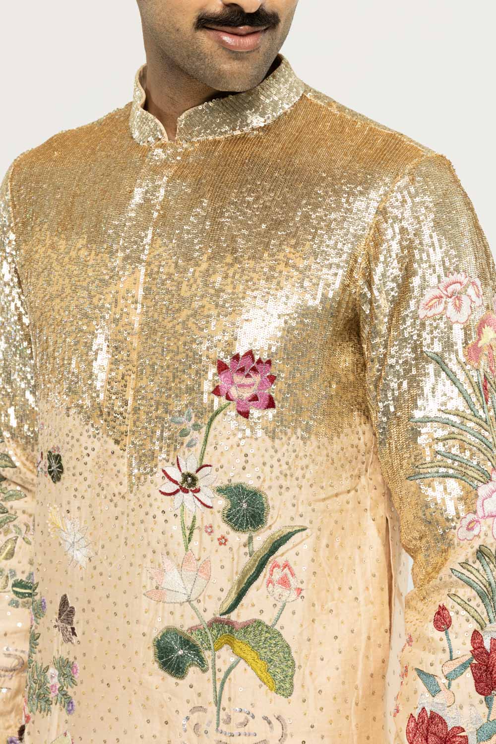 Padma Hand-Embroidered Kurta in Nude