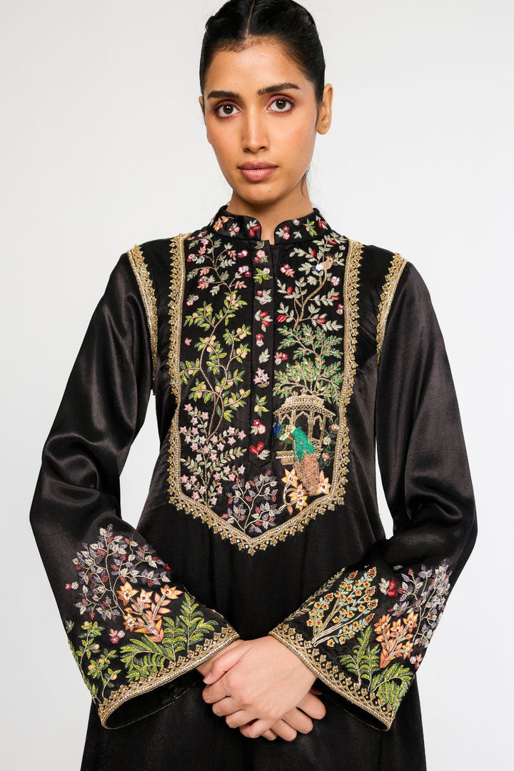 Chandni Hand-Embroidered Kurta in Black