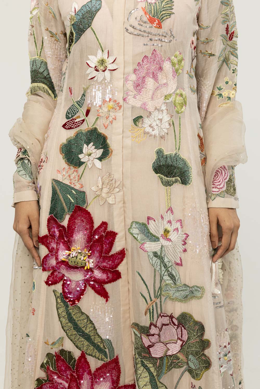 Padma Hand-Embroidered Kurta Set in Pale Pink