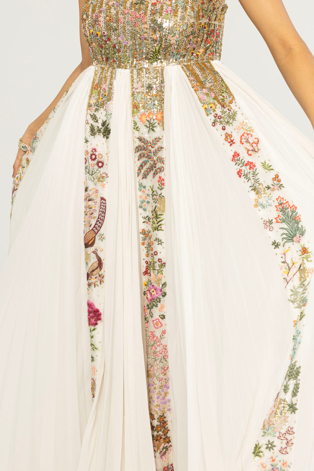 Navbhumi Hand-Embroidered Dress in Ivory