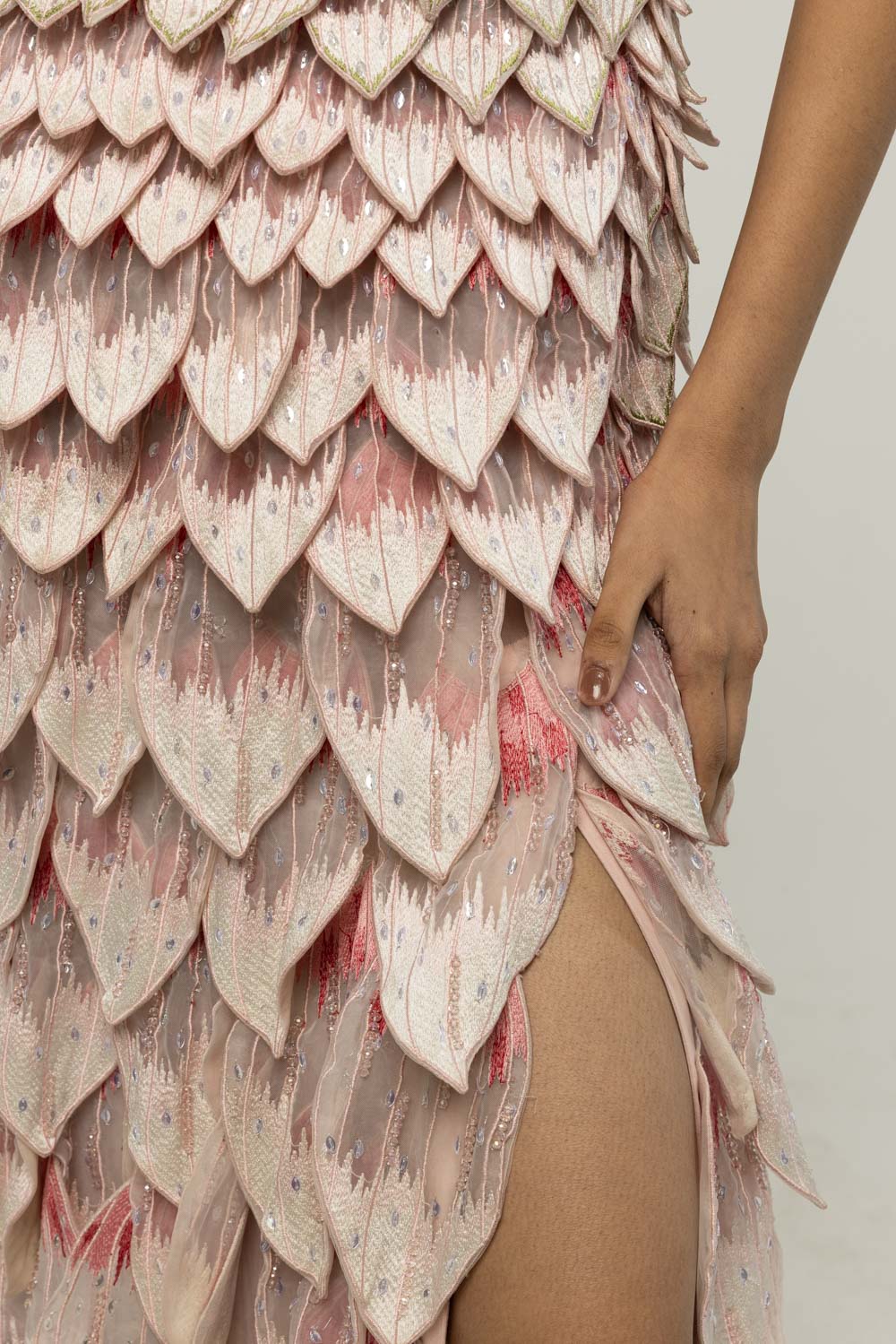 Medinilla Hand-Embroidered Gown in Pink