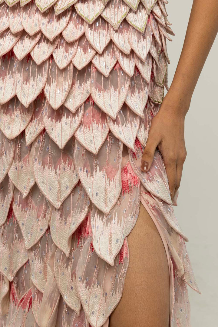 Medinilla Hand-Embroidered Gown in Pink