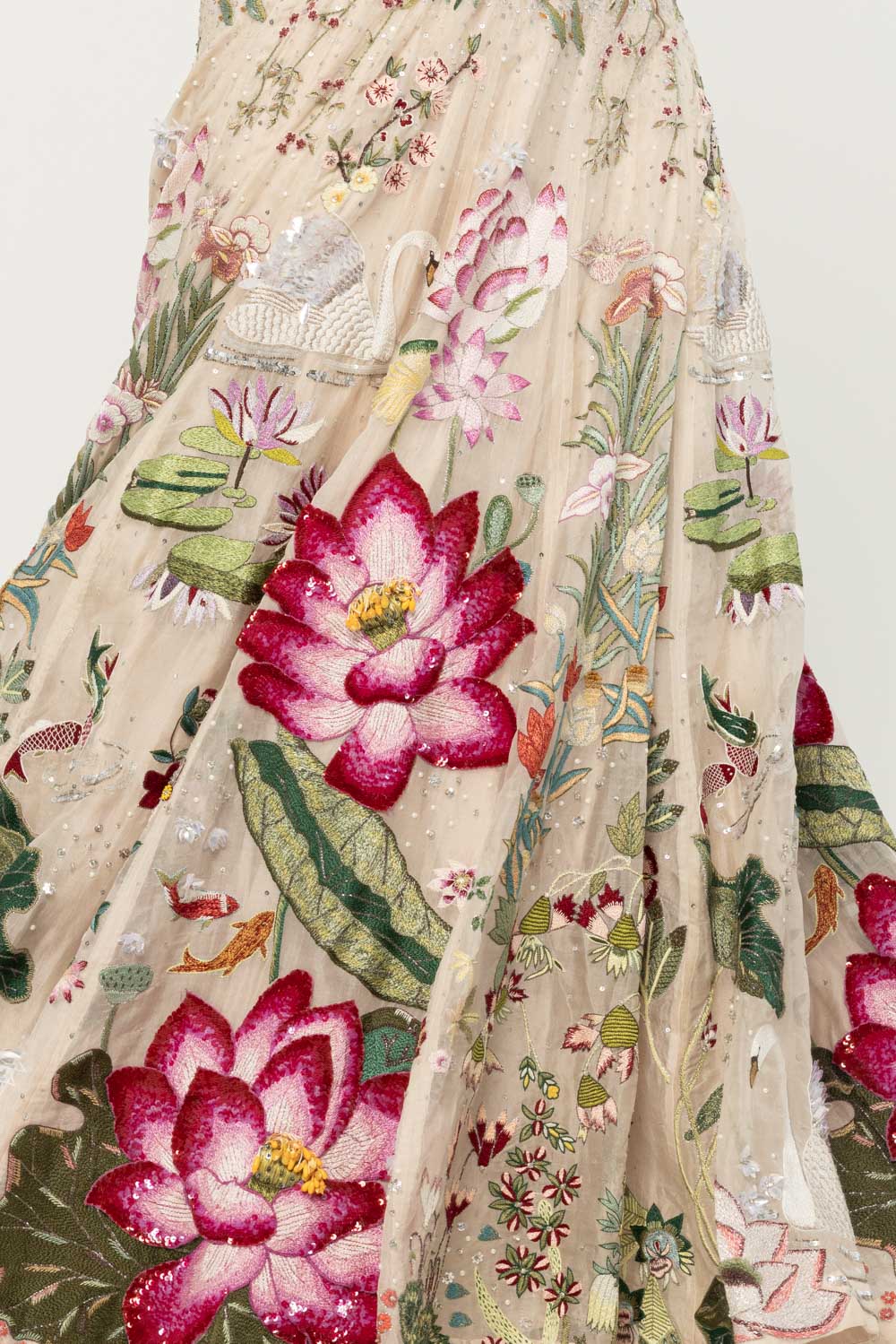 Padma Hand-Embroidered Gown in Nude