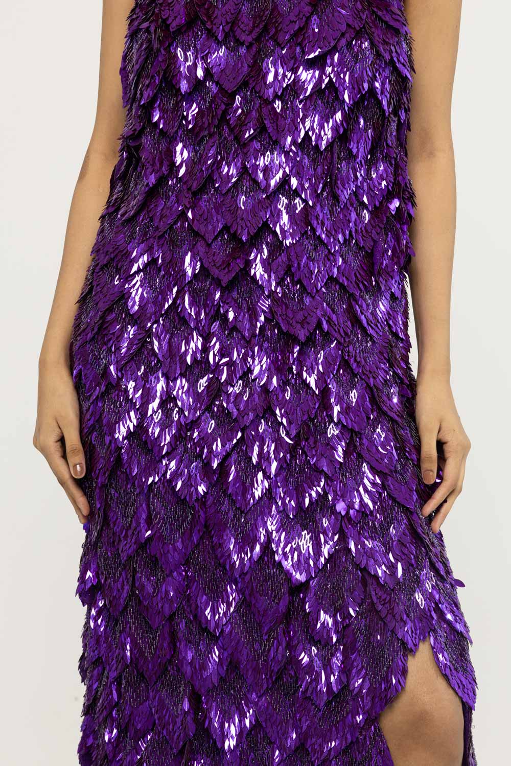 Iris Hand-Embroidered Gown in Purple