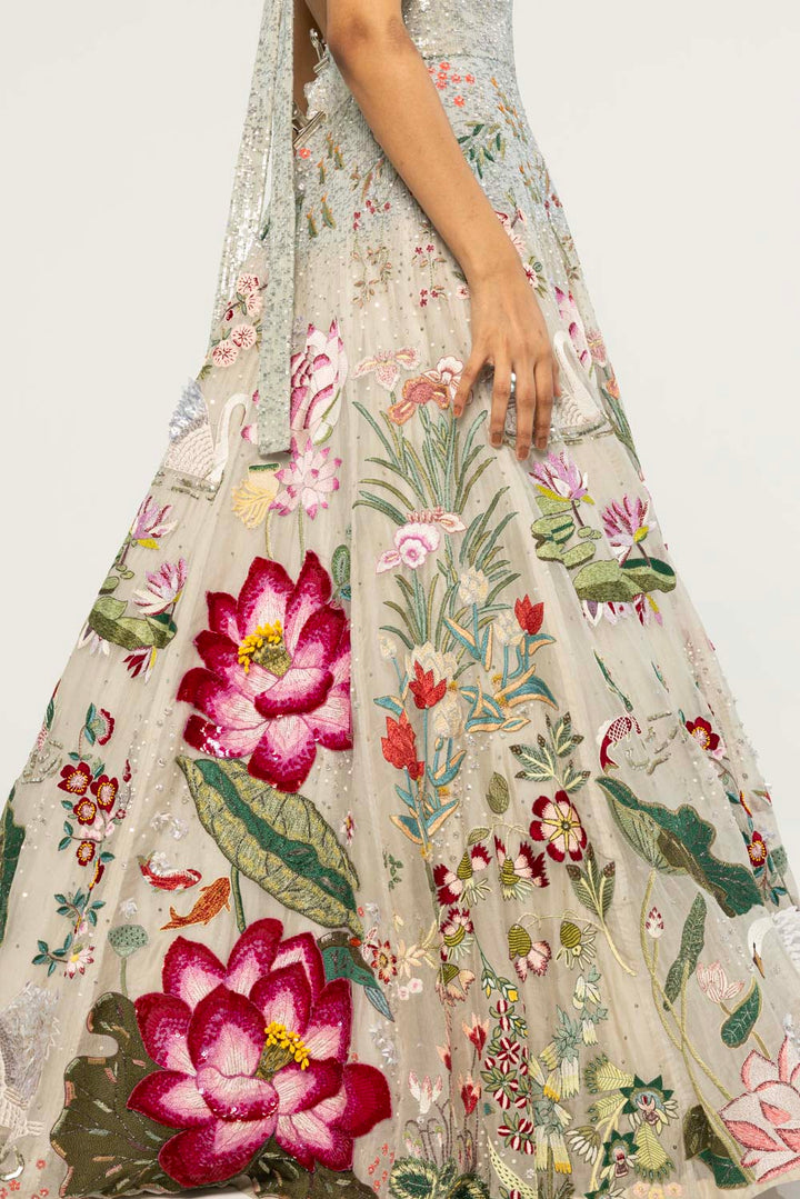 Padma Hand-Embroidered Gown in Pale Pink
