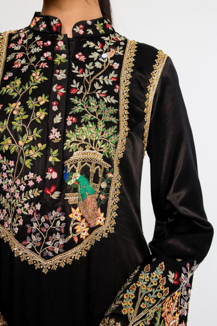 Chandni Hand-Embroidered Kurta in Black