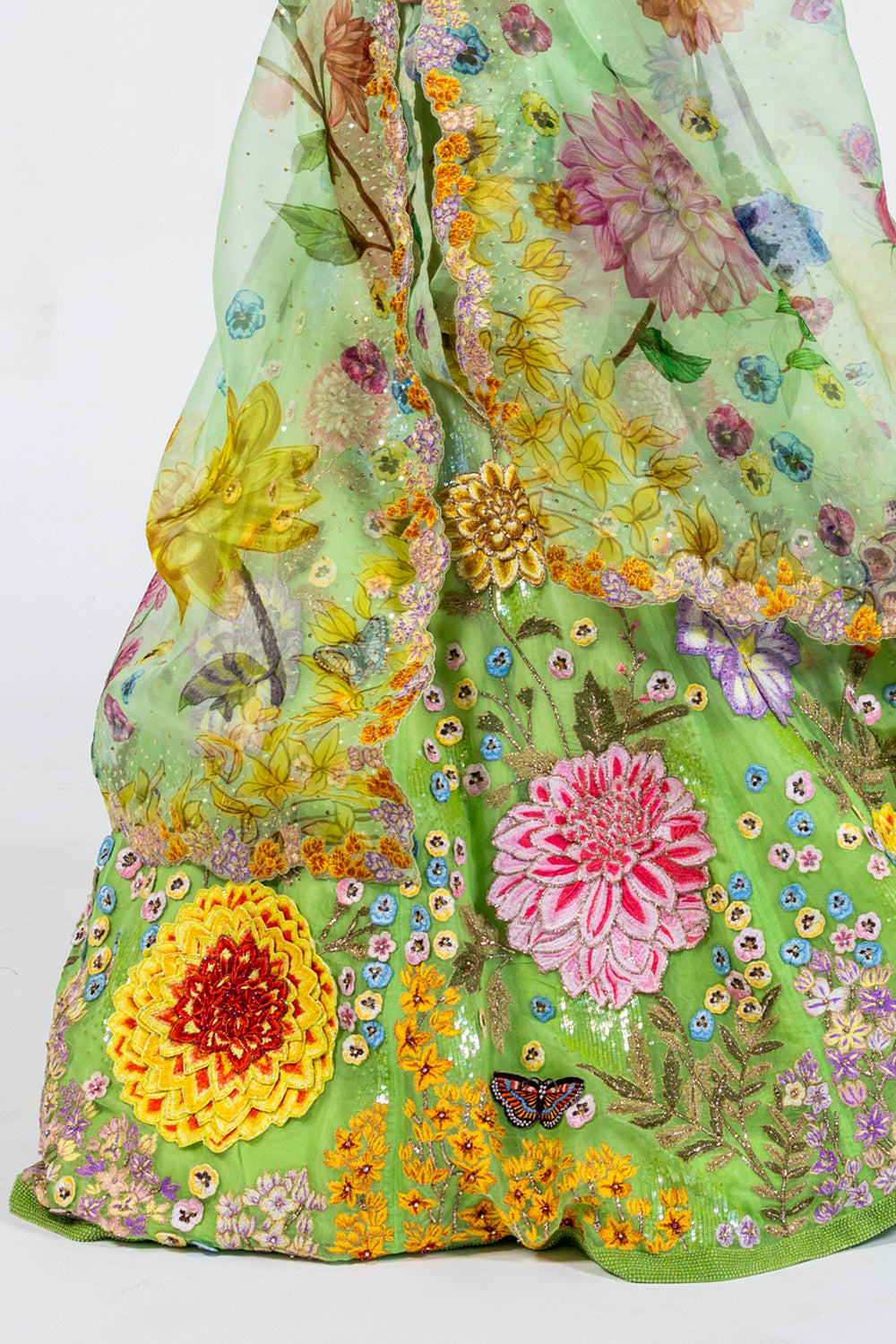 Gardenia Dahlia Ombre Lehenga Set