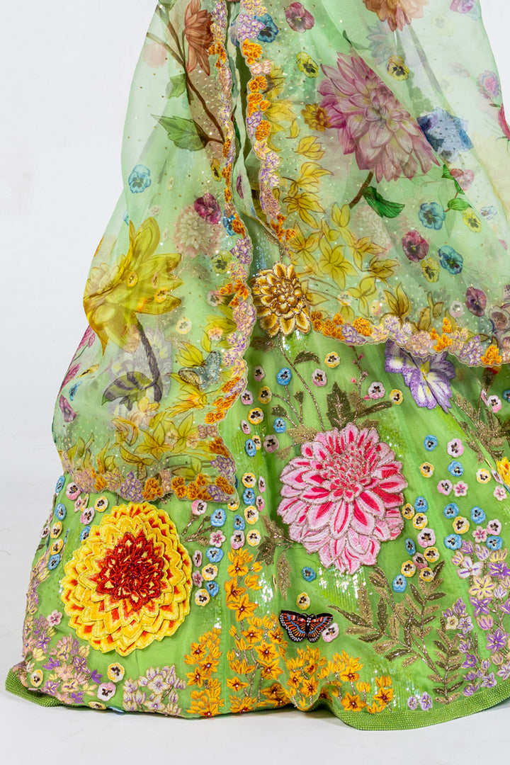 Gardenia Dahlia Ombre Lehenga Set